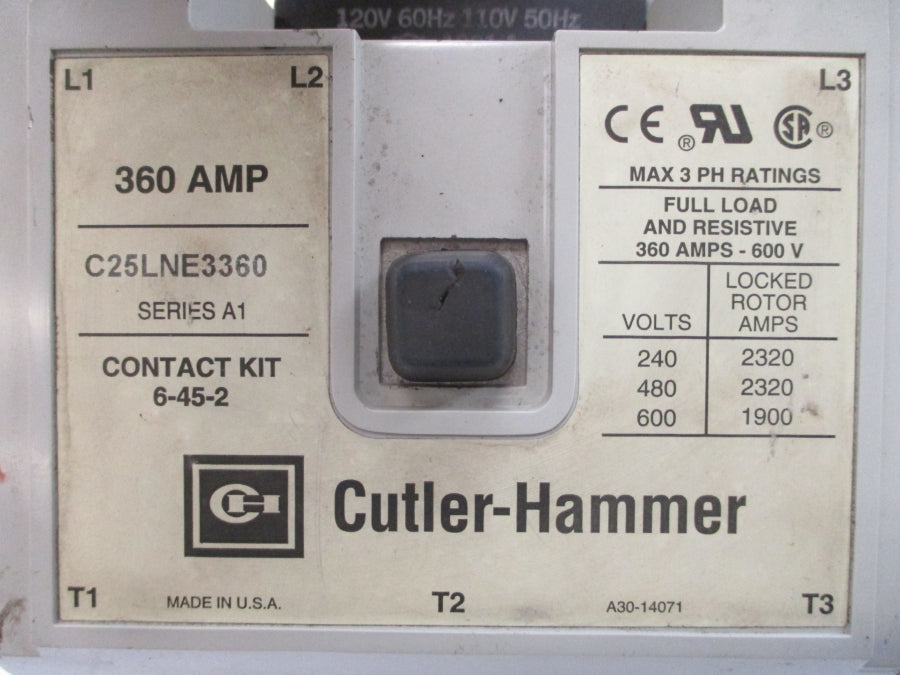 CUTLER HAMMER C25LNE3360A SER. A1 110/120V 360A UNMP