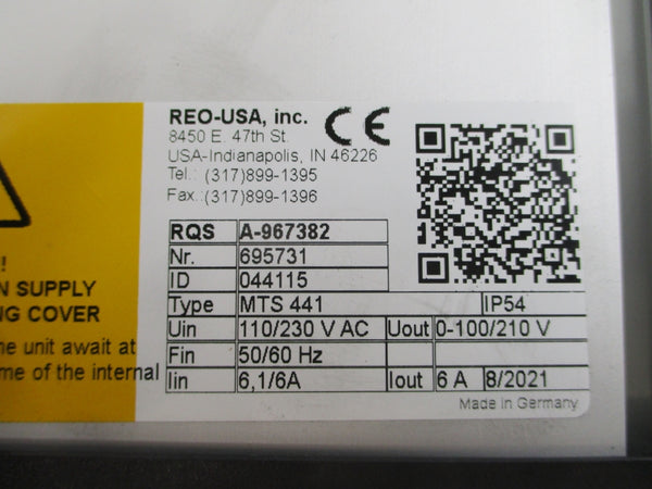 REO-USA MTS441 044115 110/230VAC 6.1/6A NSNP
