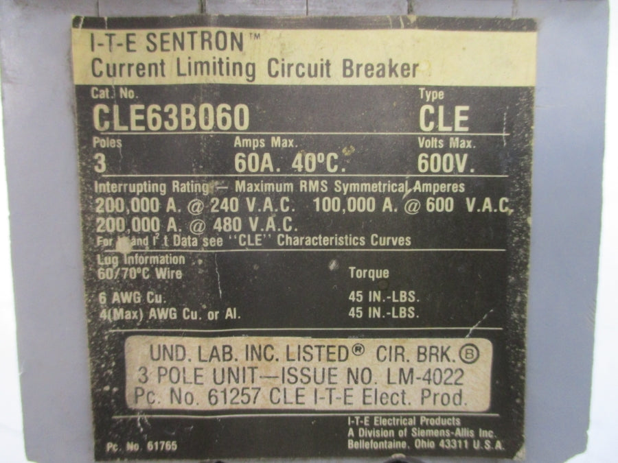 ITE CLE63B060 600VAC 60A UNMP