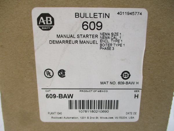ALLEN BRADLEY 609-BAW SER. H 600V (BR/WH) NSMP