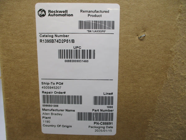 ALLEN BRADLEY 1395-B74-D2-P51 SER. B 380/415/460VAC 86.6A REMAN