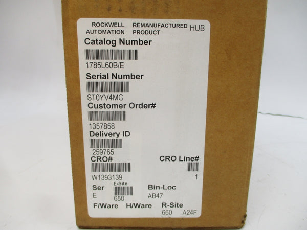 ALLEN BRADLEY 1785-L60B SER. E F/W D.1 5VDC 3.3A (NO KEY) REMAN