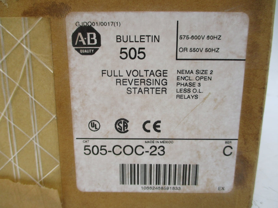 ALLEN BRADLEY 505-COC-23 SER. C 575-600V 45A (BR/WH) NSMP