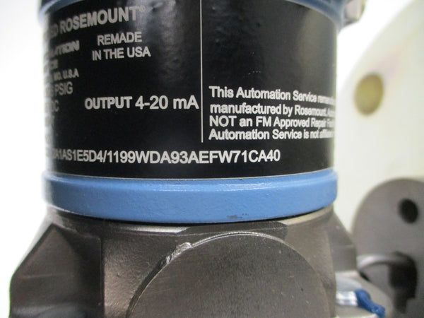 ROSEMOUNT 3051CD2A22A1AS1E5D4/1199WDA93AEFW71CA40 10.5-55VDC 3626PSI REMAN