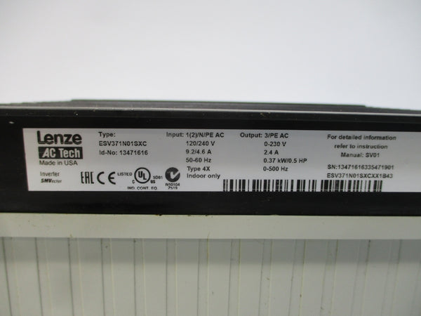 LENZE ESV371N01SXC 13471616 120/240VAC 9.2/4.6A UNMP