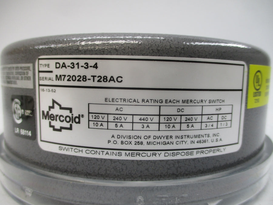 MERCOID DA-31-3-4 120/240/440VAC 10A 1-30PSI NSMP