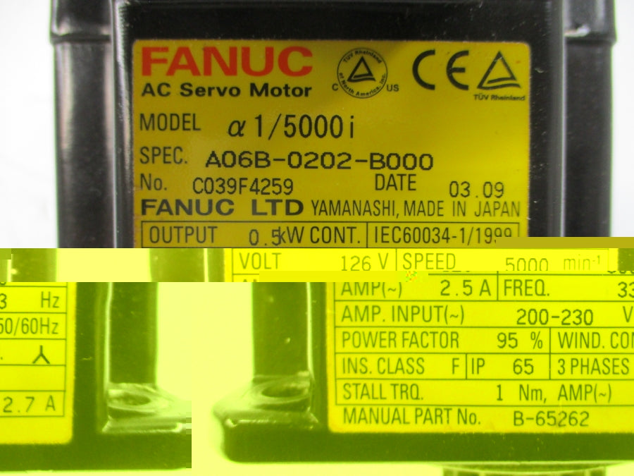 FANUC A06B-0202-B000 126VAC 2.5A UNMP