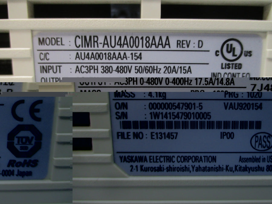 YASKAWA CIMR-AU4A0018AAA 380-480VAC 20/15A REV. D NSNP