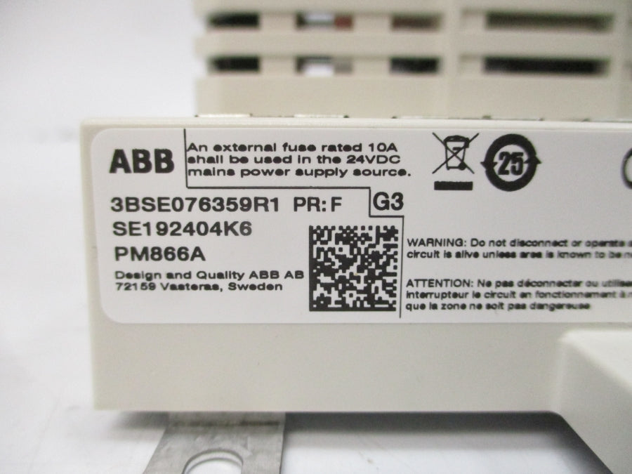 ABB PM866AK01 3BSE076359R1 24VDC 10A NSMP