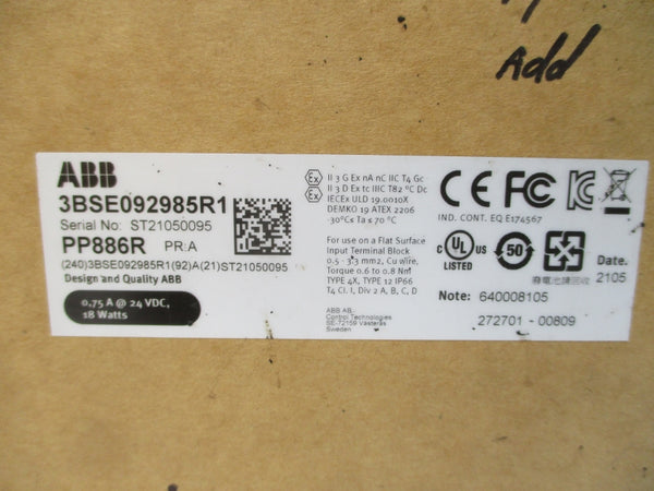 ABB PP886R 3BSE092985R1 24VDC 0.75A NSMP