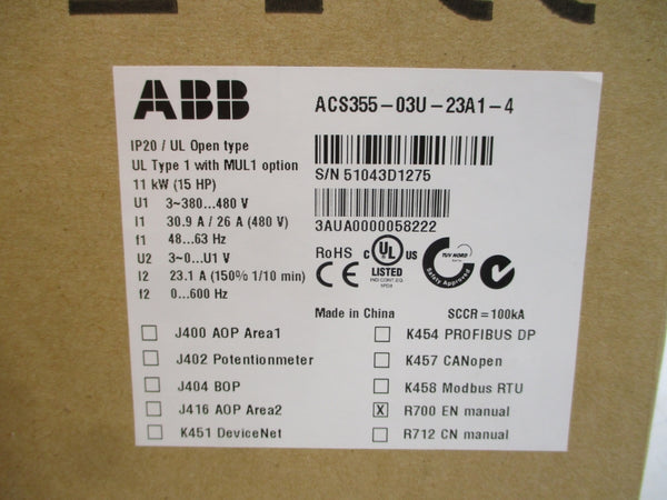 ABB ACS355-03U-23A1-4 380-480V 30.9/26A NSMP