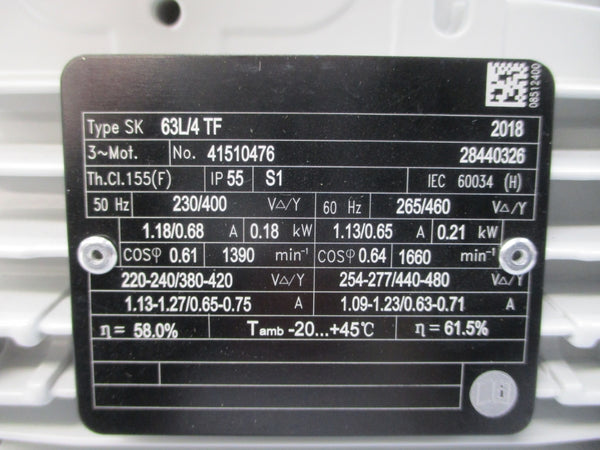 NORD SK072.1-63L/4TF 230/400-265/460V 1.13/0.65A NSNP