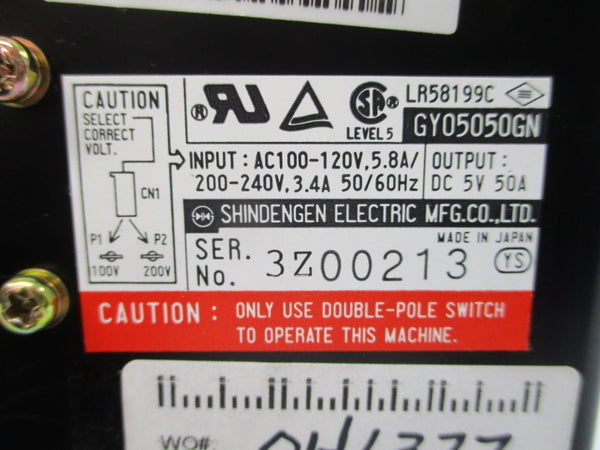 SHINDENGEN ELECTRIC GY05050GN 200-240VAC 5.8A NSNP