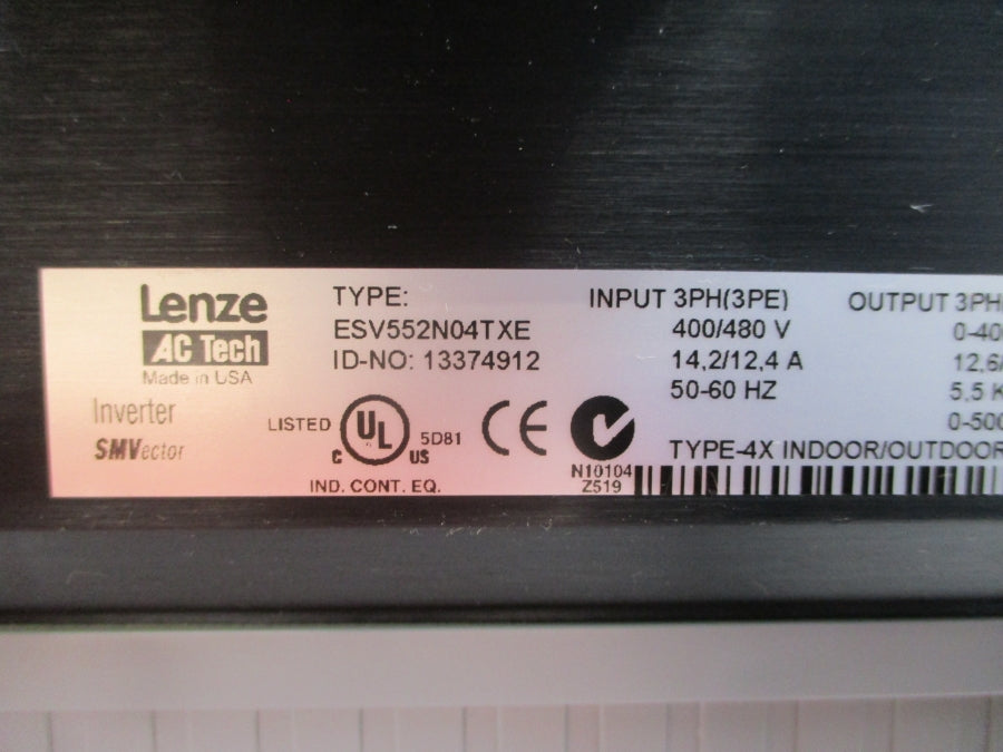 LENZE ESV552N04TXE 13374912 400/480V 14.2/12.4A UNMP
