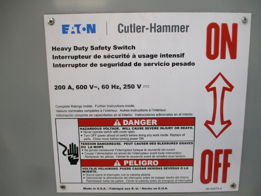 EATON DH364FDK SER. B 600VAC 200A NSMP