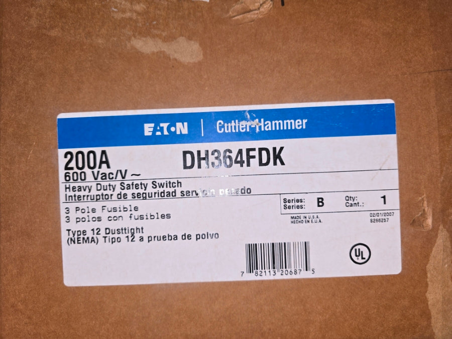 EATON DH364FDK SER. B 600VAC 200A NSMP