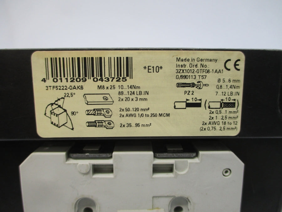SIEMENS 3TF5222-0AK6 110/120V 200A UNMP