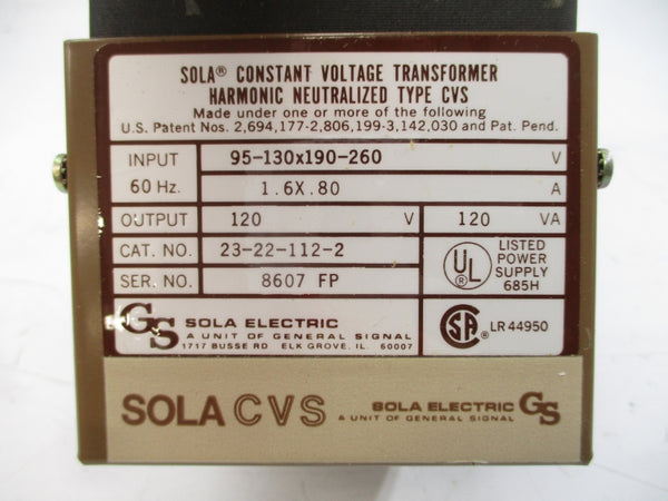 SOLA ELECTRIC 23-22-112-2 95-130/190-260V NSNP