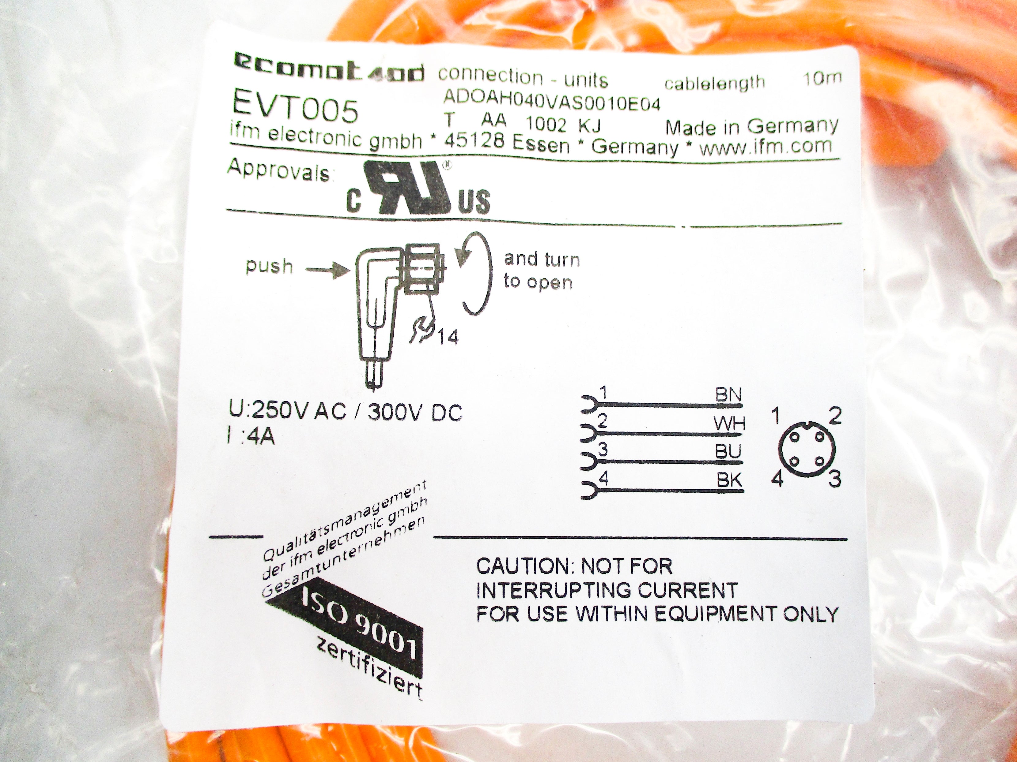 IFM EFECTOR EVT005 ADOAH040VAS0010E04 250VAC 4A NSMP