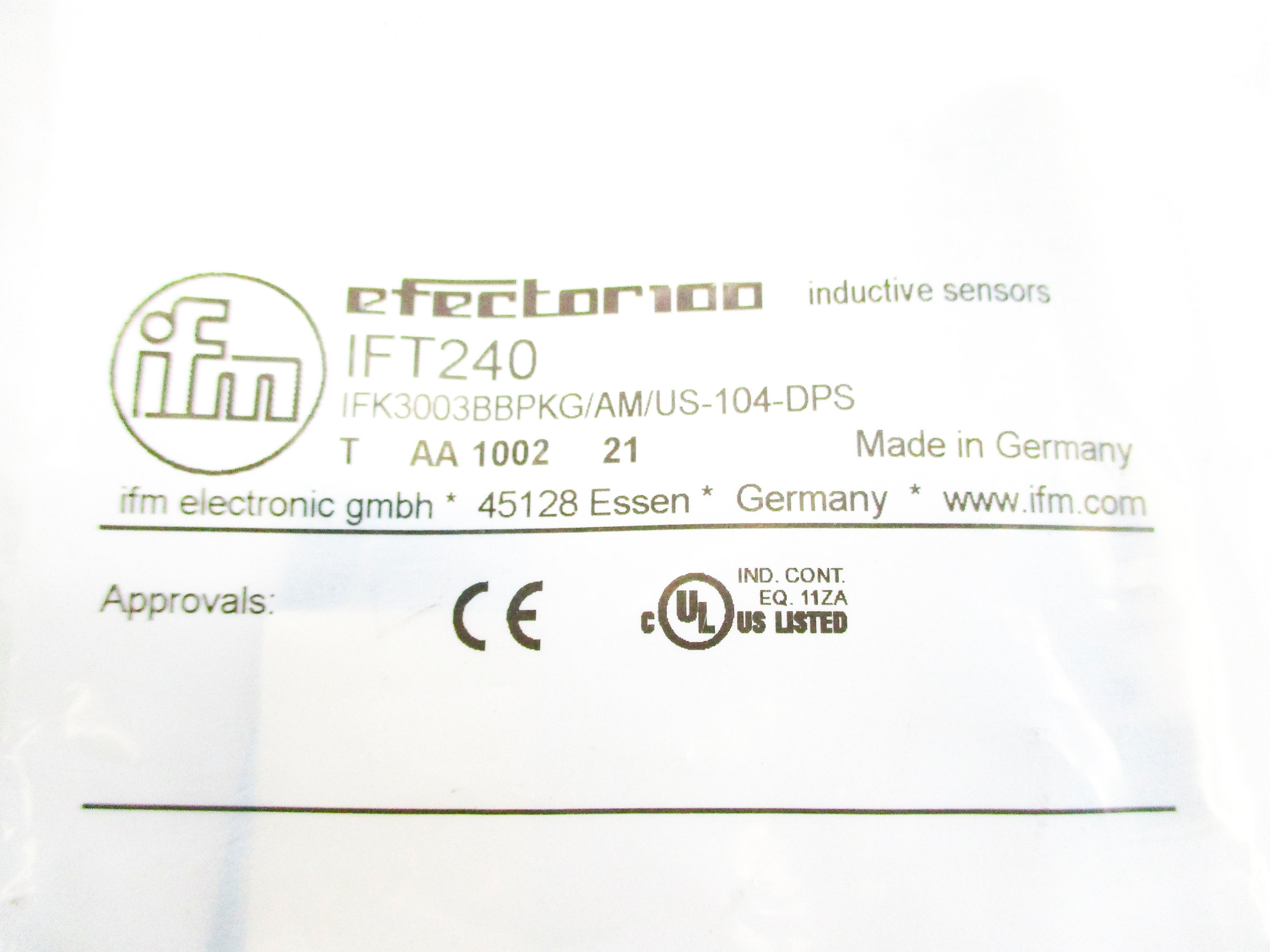 IFM EFECTOR IFT240 IFK3003BBPKG/AM/US-104-DPS NSMP