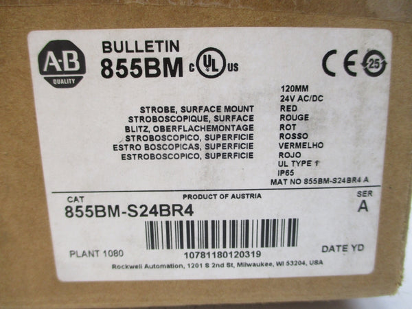 ALLEN BRADLEY 855BM-S24BR4 SER. A 24VAC/DC (BR/WH) NSMP