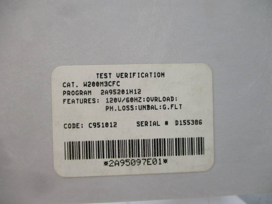 WESTINGHOUSE W200M3CFC 2A95097E01 120V 90A NSNP