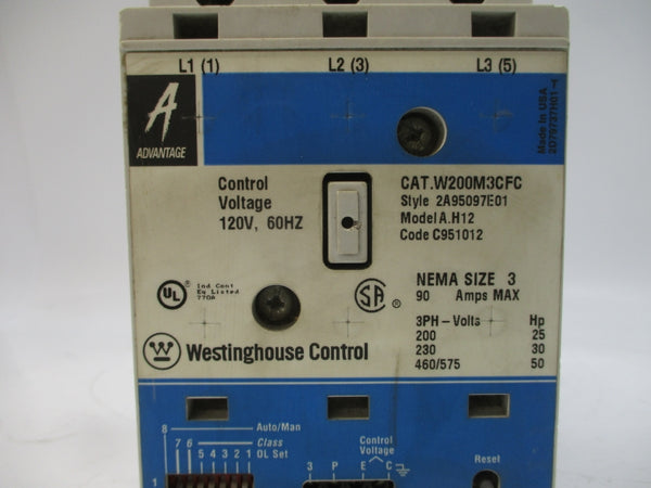 WESTINGHOUSE W200M3CFC 2A95097E01 120V 90A NSNP