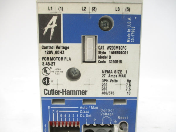 CUTLER HAMMER W200M1CFC 1A96699C01 120V 27A NSMP