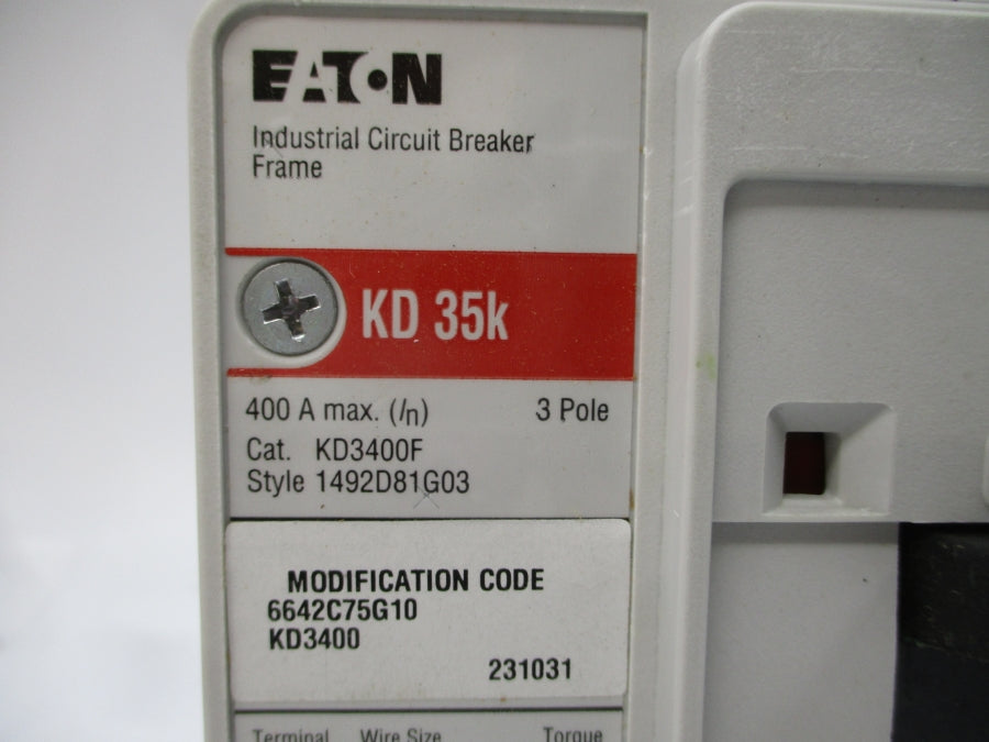 EATON KD3400 1492D81G03 SER. C 600VAC 400A NSMP