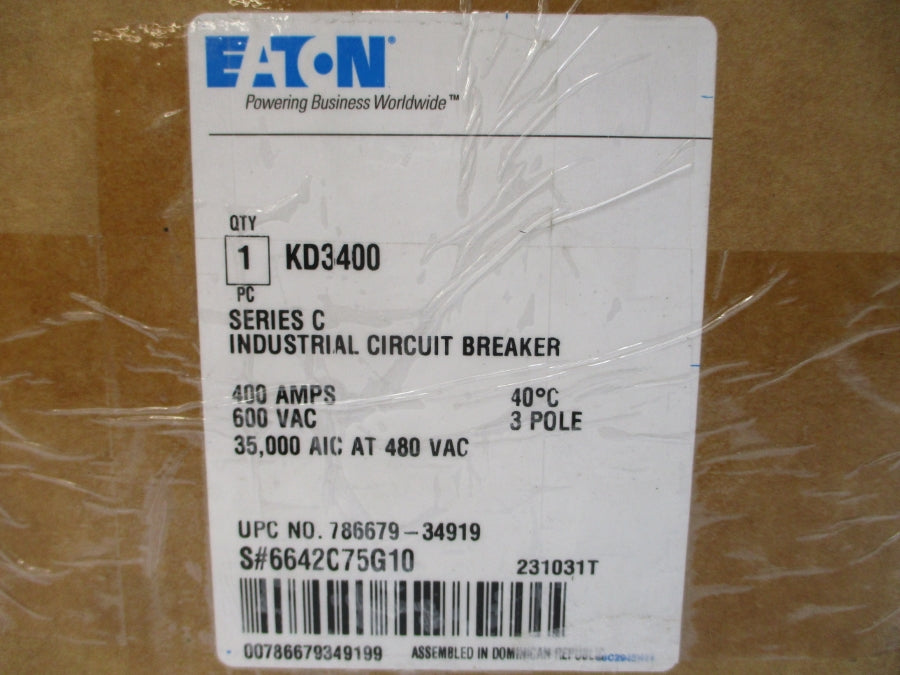 EATON KD3400 1492D81G03 SER. C 600VAC 400A NSMP
