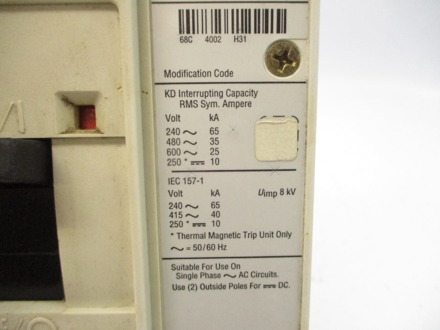 EATON KD3400 1492D81G03 600V 400A UNMP