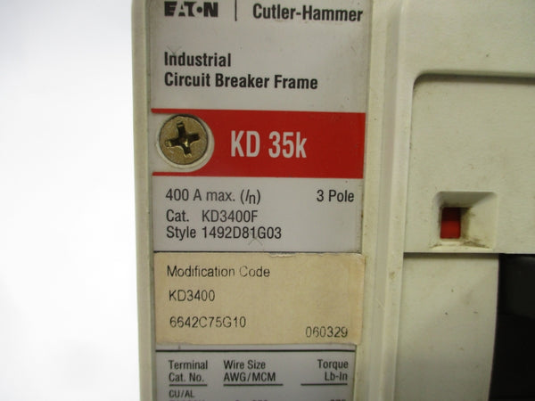 EATON KD3400 1492D81G03 600V 400A UNMP