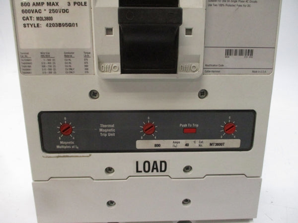 CUTLER HAMMER MDL3800 MT3800T  600VAC 800A NSNP