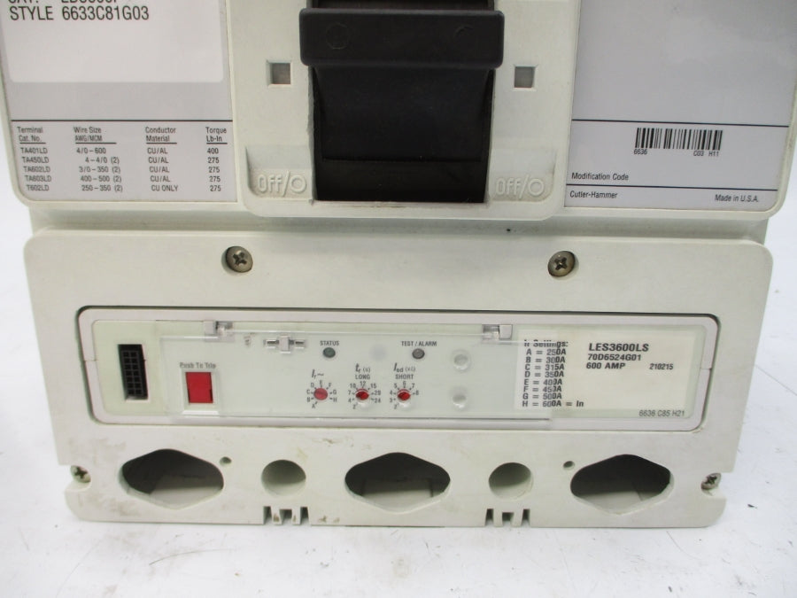 CUTLER HAMMER LD3600F LES3600LS 600VAC 600A NSNP
