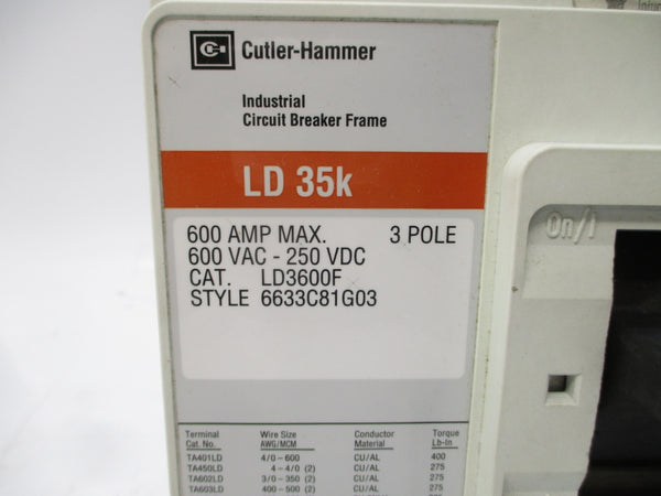 CUTLER HAMMER LD3600F LES3600LS 600VAC 600A NSNP