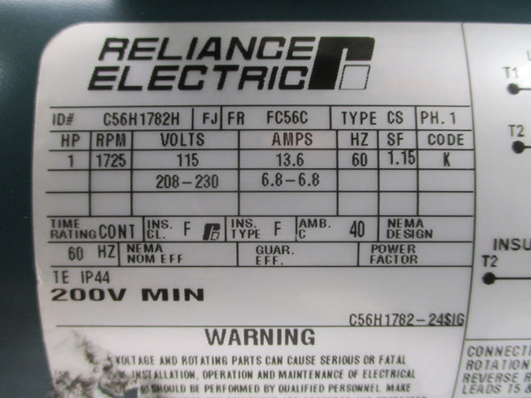 RELIANCE ELECTRIC C56H1782H 115/208-230V 13.6/6.8-6.8A NSNP