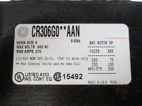 GENERAL ELECTRIC CR306G002AAN SER. A 110/115-120V 270A UNMP