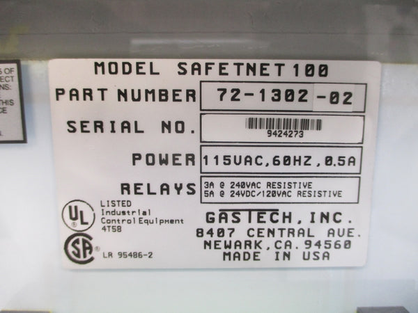 GASTECH 72-1302-02 115VAC 0.5A UNMP