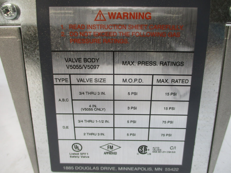 HONEYWELL V4055D1035 110/120V 1.57/.13A 5-15PSI 1-13S NSMP