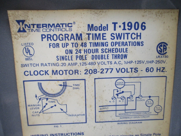 INTERMATIC T-1906 125-480VAC 20A NSMP