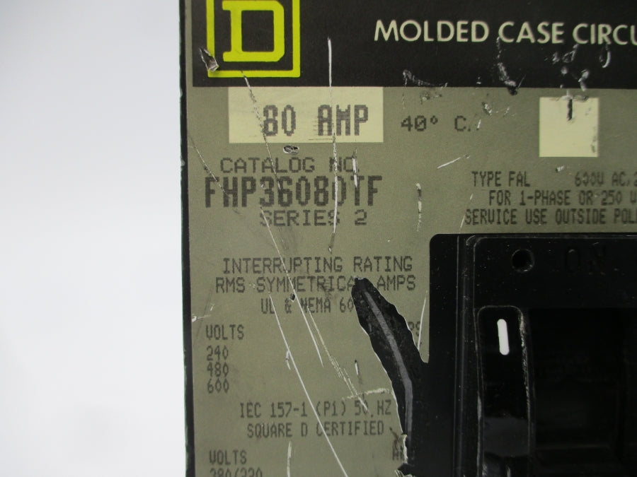 SQUARE D FHP36080TF SER. 2 600V 80A UNMP