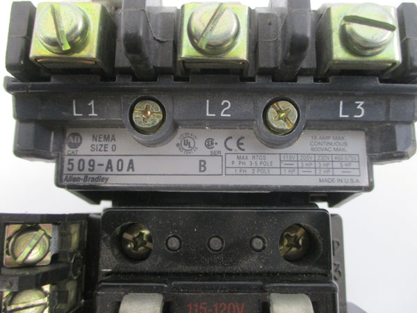 ALLEN BRADLEY 509-AOA SER. B 110/115-120V 18A UNMP