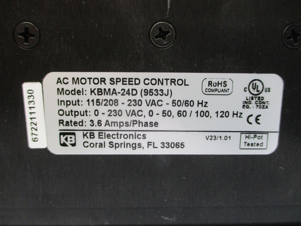 KB ELECTRONICS KBMA-24D 9533J 115/208-230VAC 3.6A NSMP