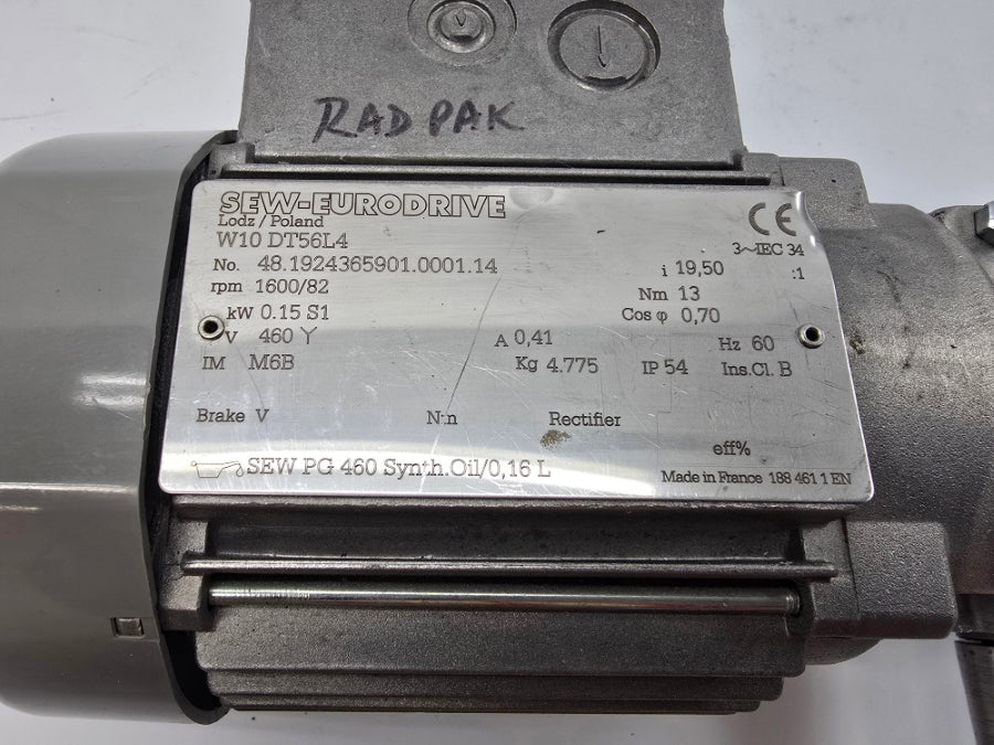 SEW-EURODRIVE W10DT56L4 460V 0.41A NSNP