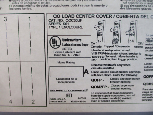 SQUARE D QOC30UF SER. S01 NSNP