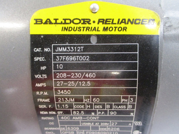 BALDOR JMM3312T 37F696T002 208-230/460V 27-25/12.5A NSNP