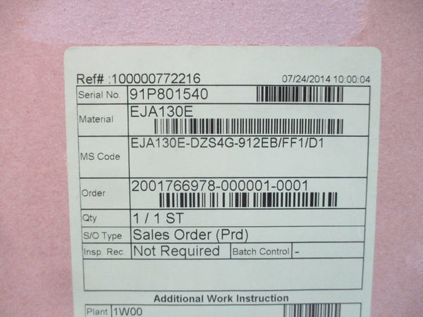 YOKOGAWA EJA130E-DZS4G-912EB/FF1/D1 10.5-42VDC 4500PSI NSMP
