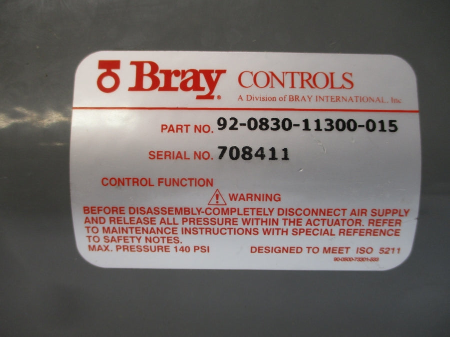 BRAY CONTROLS 92-0830-11300-015 SER. 92 140PSI NSMP