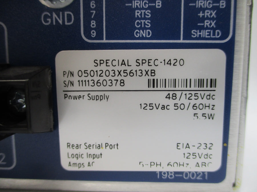 SEL SEL-501-2 0501203X5613XB 125VAC NSNP