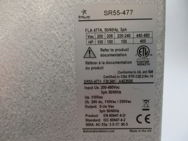 STELLAR SR55-477 440-480VAC 477A (AS PICTURED) UNMP